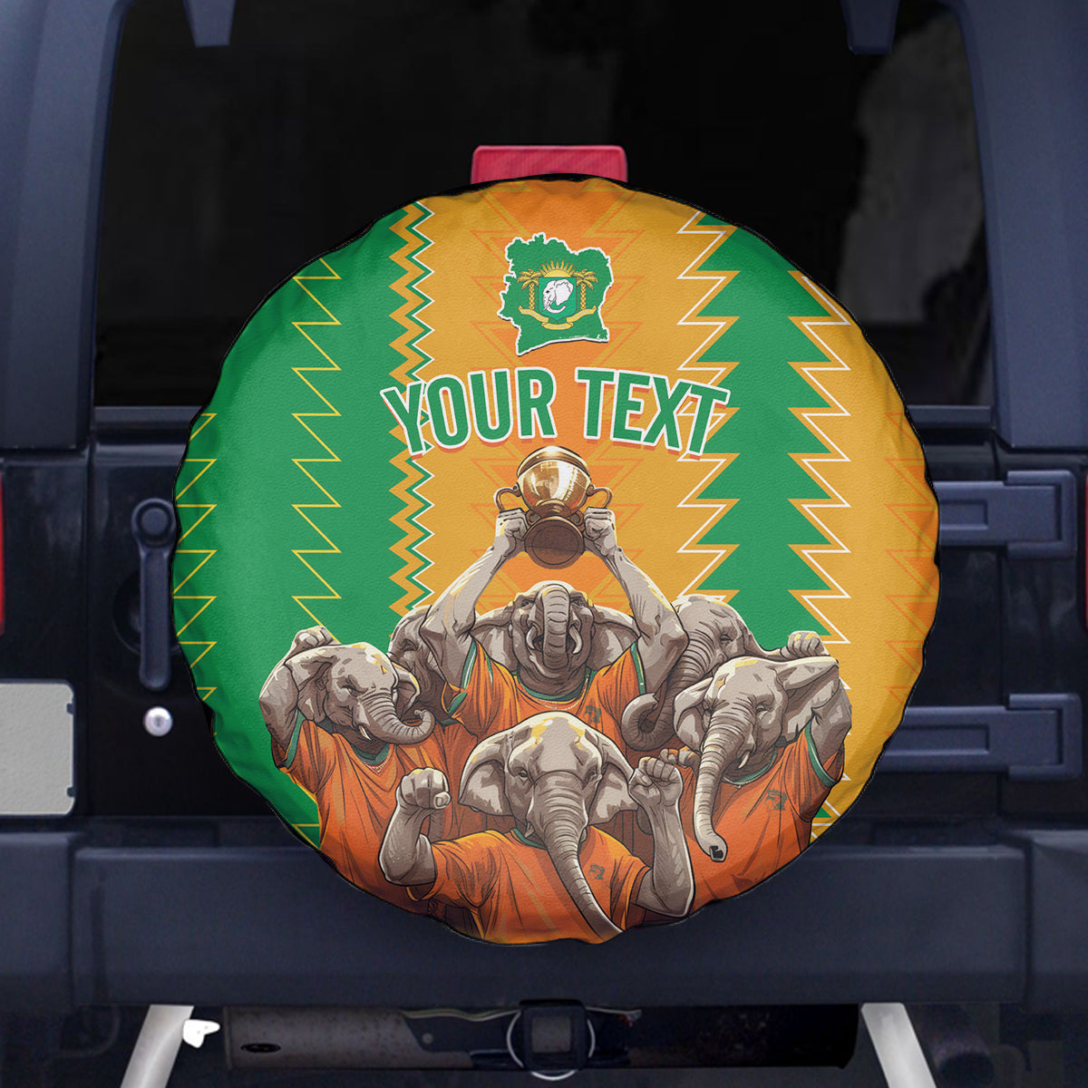 Custom Ivory Coast Football Spare Tire Cover The Champions Les Elephants 2024 - Wonder Print Shop