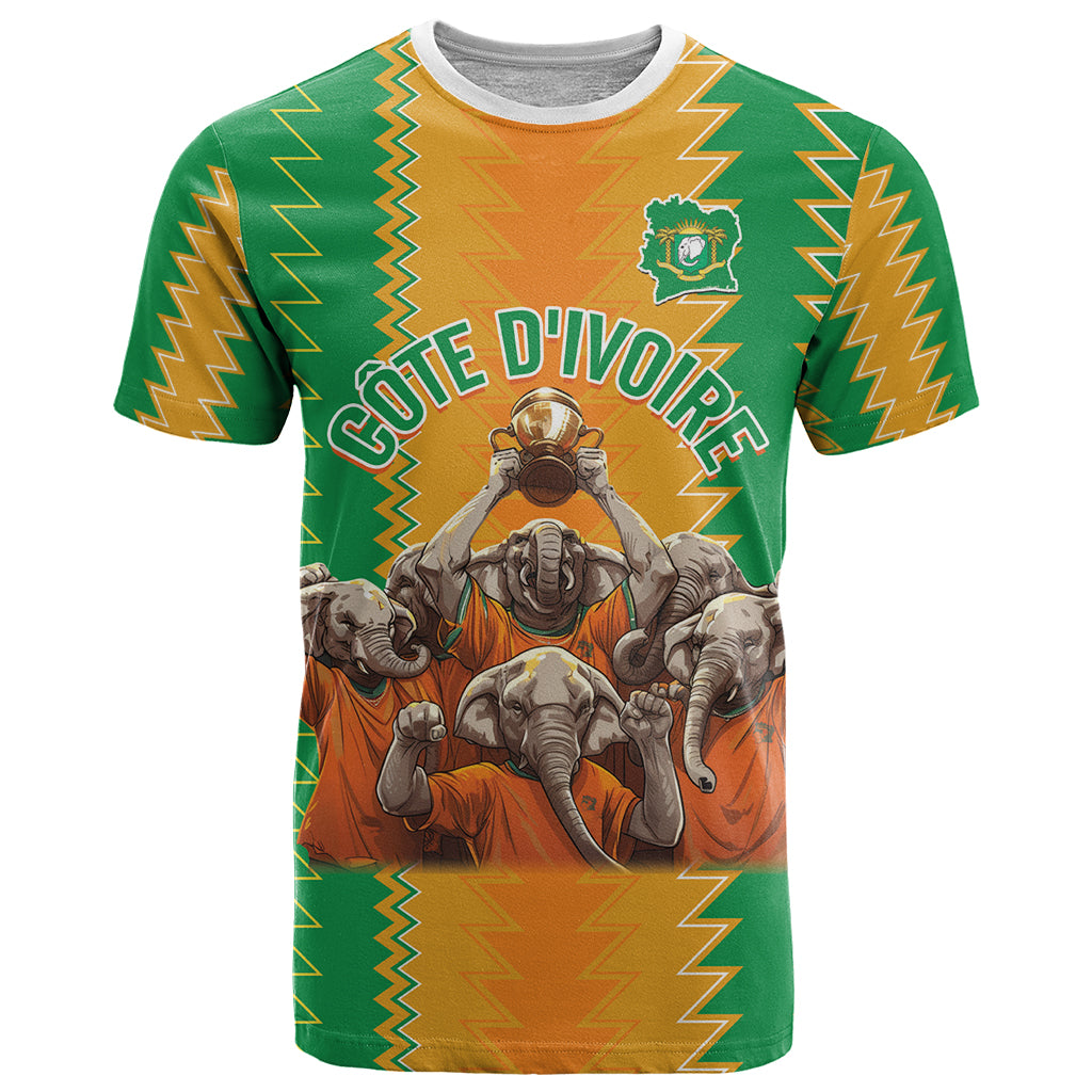 Custom Ivory Coast Football T Shirt The Champions Les Elephants 2024 - Wonder Print Shop