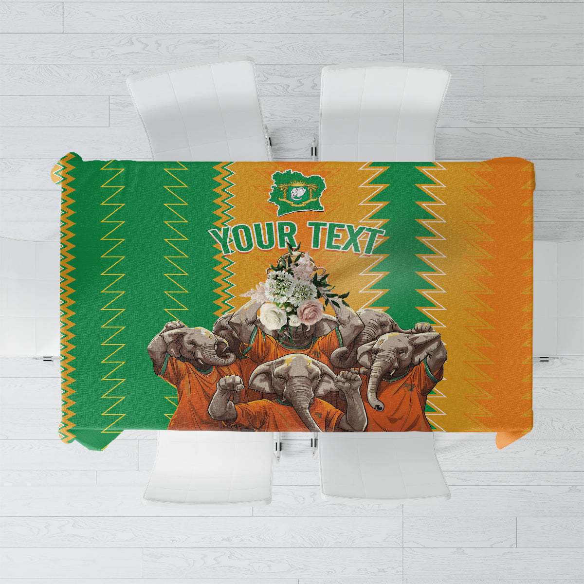 Custom Ivory Coast Football Tablecloth The Champions Les Elephants 2024 - Wonder Print Shop