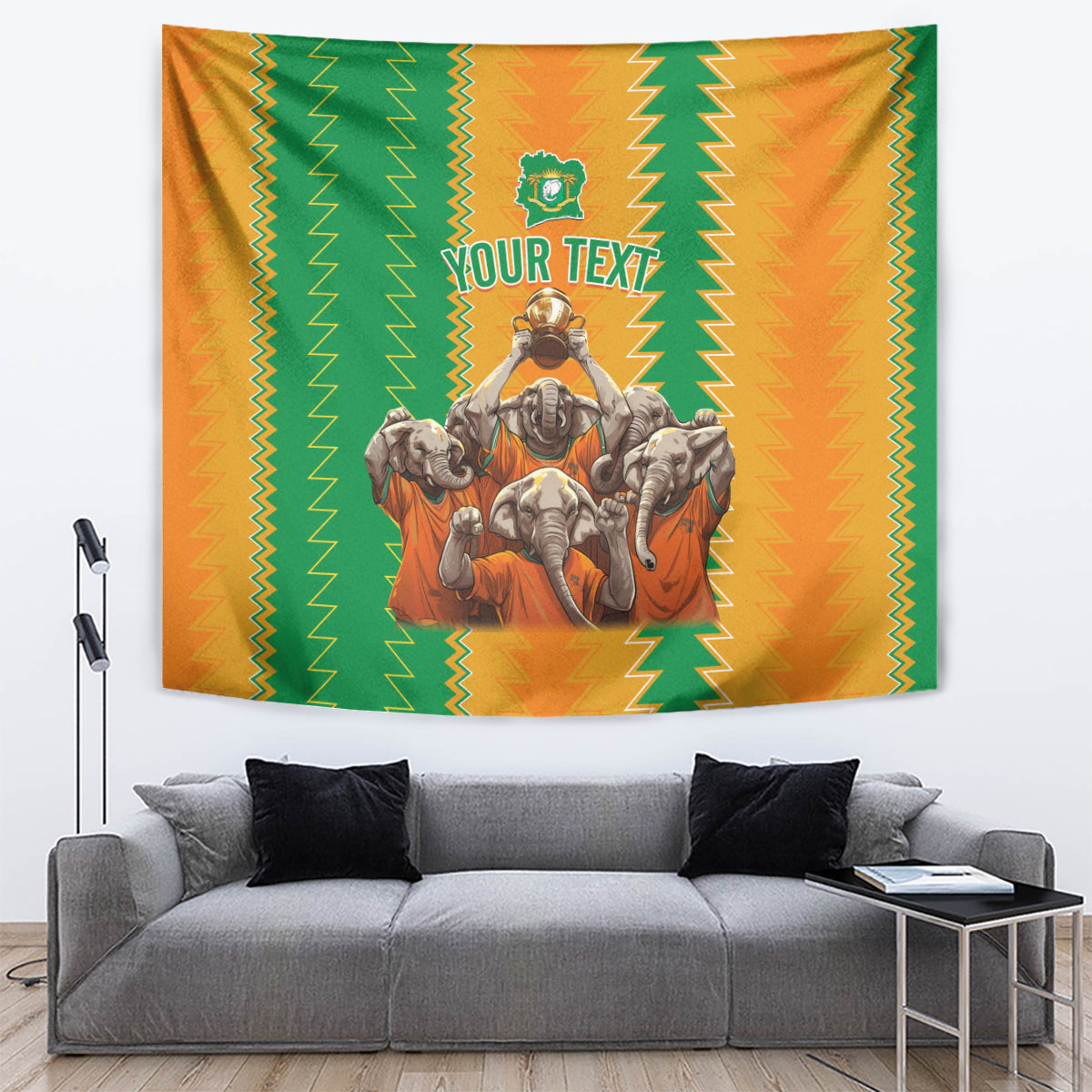 Custom Ivory Coast Football Tapestry The Champions Les Elephants 2024 - Wonder Print Shop
