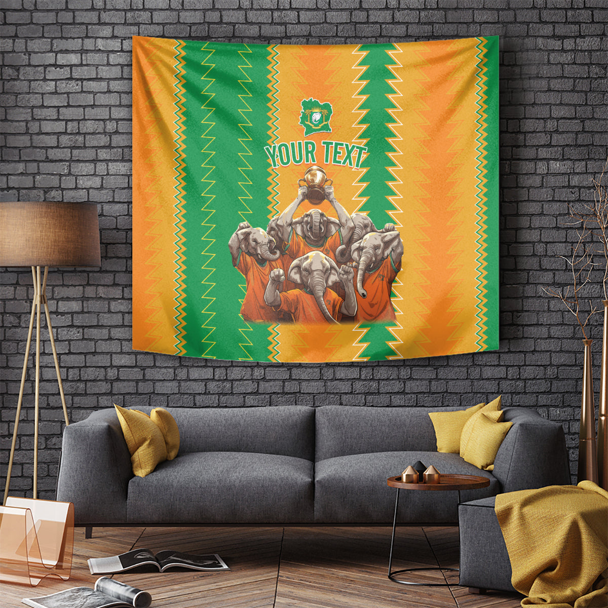Custom Ivory Coast Football Tapestry The Champions Les Elephants 2024 - Wonder Print Shop