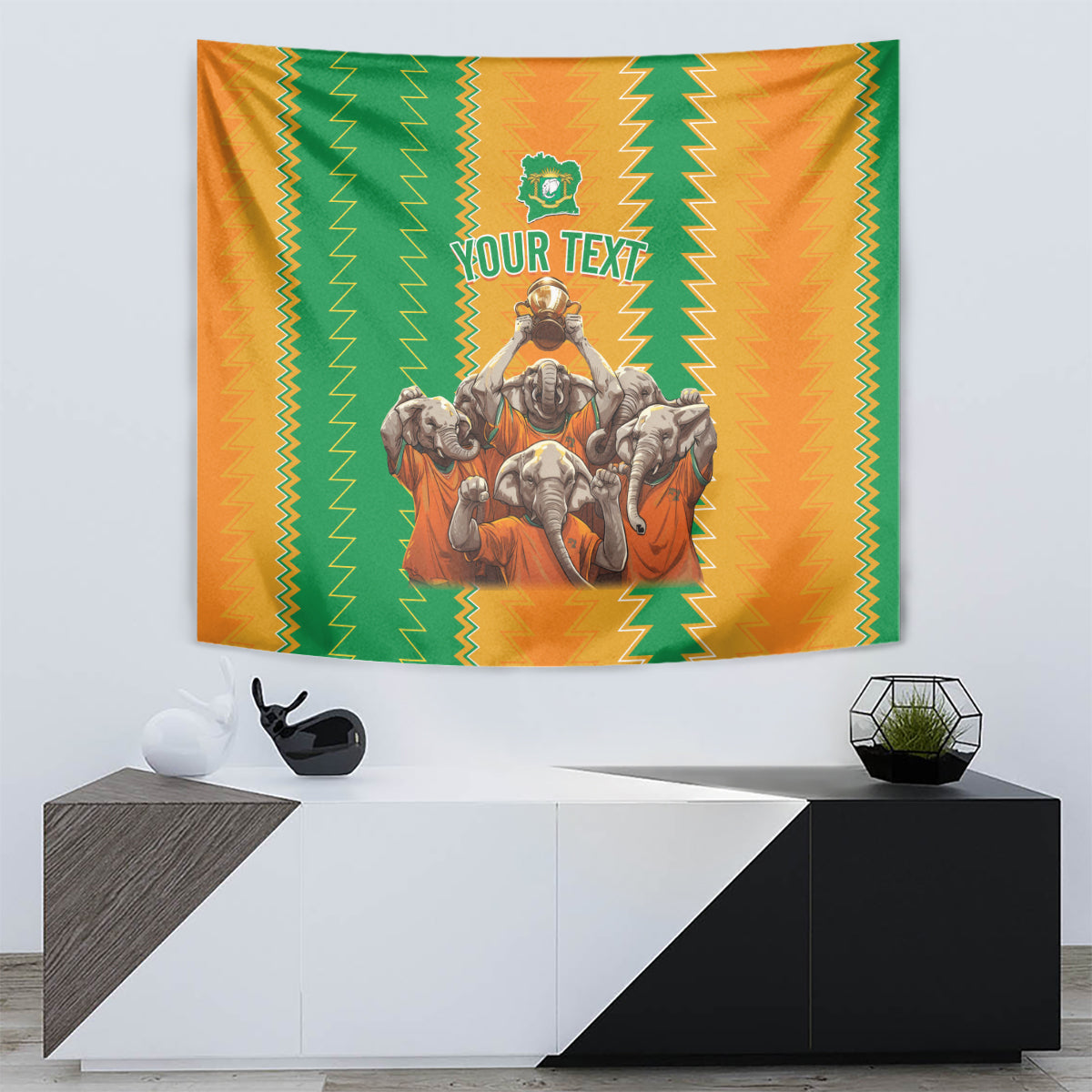 Custom Ivory Coast Football Tapestry The Champions Les Elephants 2024 - Wonder Print Shop