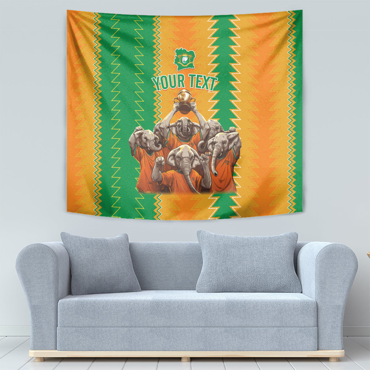 Custom Ivory Coast Football Tapestry The Champions Les Elephants 2024 - Wonder Print Shop