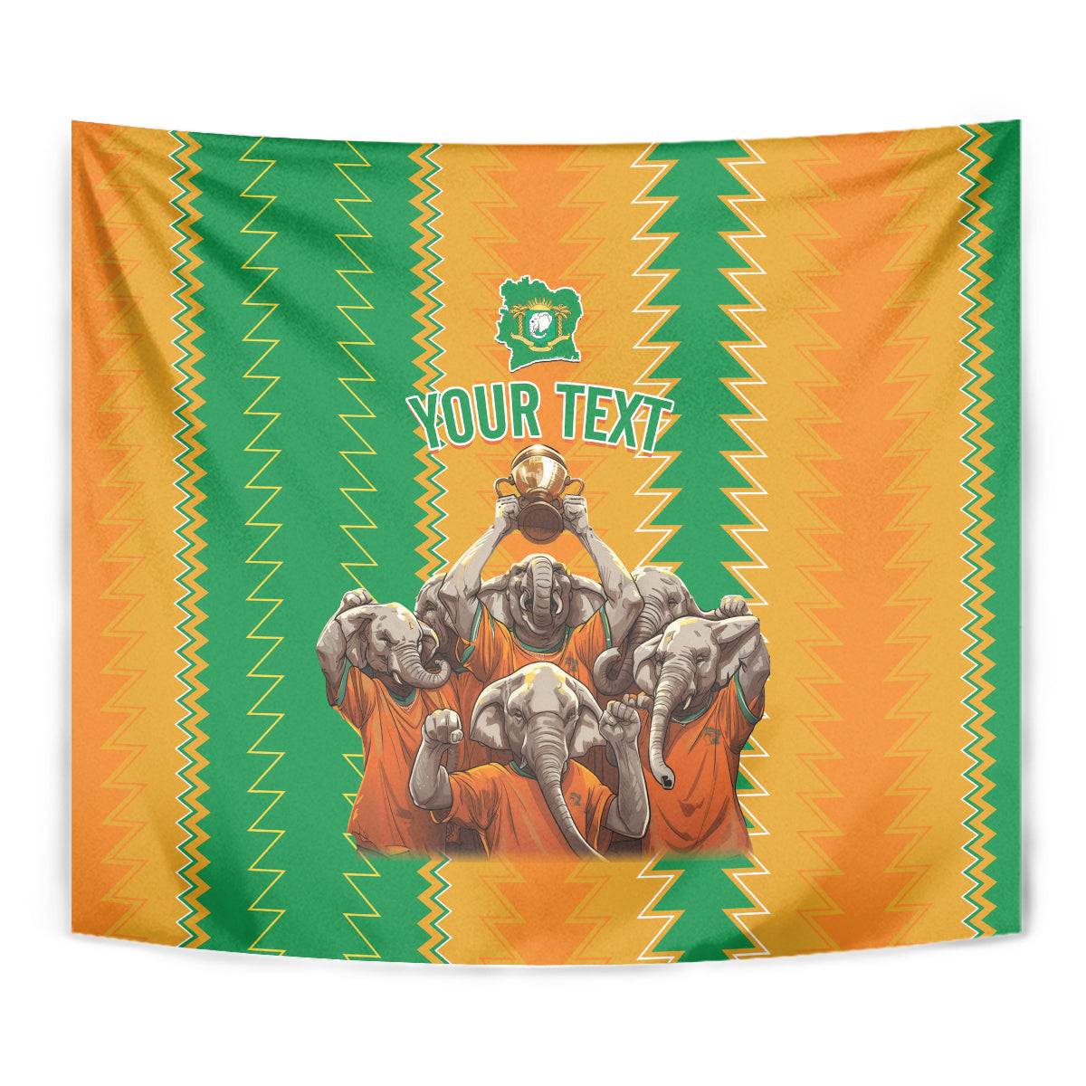 Custom Ivory Coast Football Tapestry The Champions Les Elephants 2024 - Wonder Print Shop