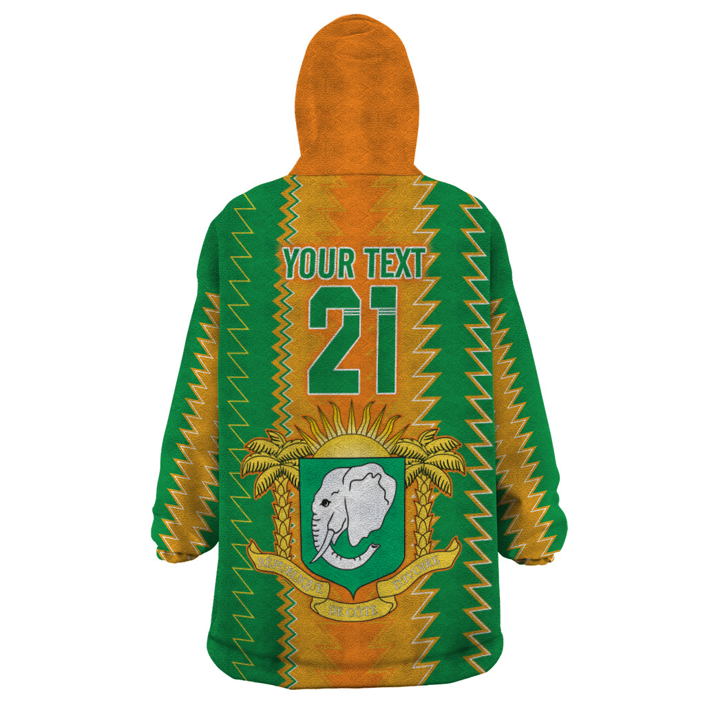 Custom Ivory Coast Football Wearable Blanket Hoodie The Champions Les Elephants 2024 - Wonder Print Shop