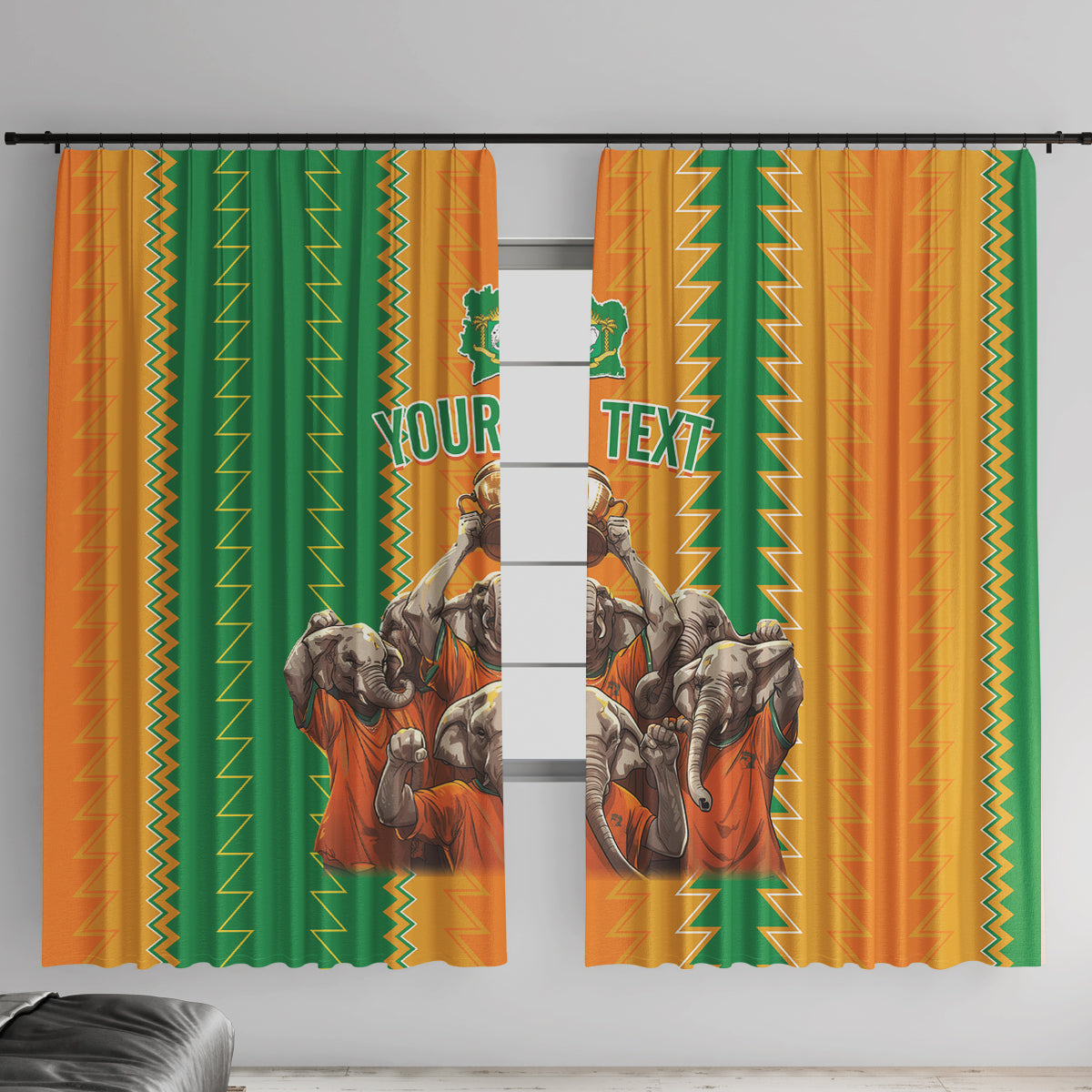 Custom Ivory Coast Football Window Curtain The Champions Les Elephants 2024 - Wonder Print Shop