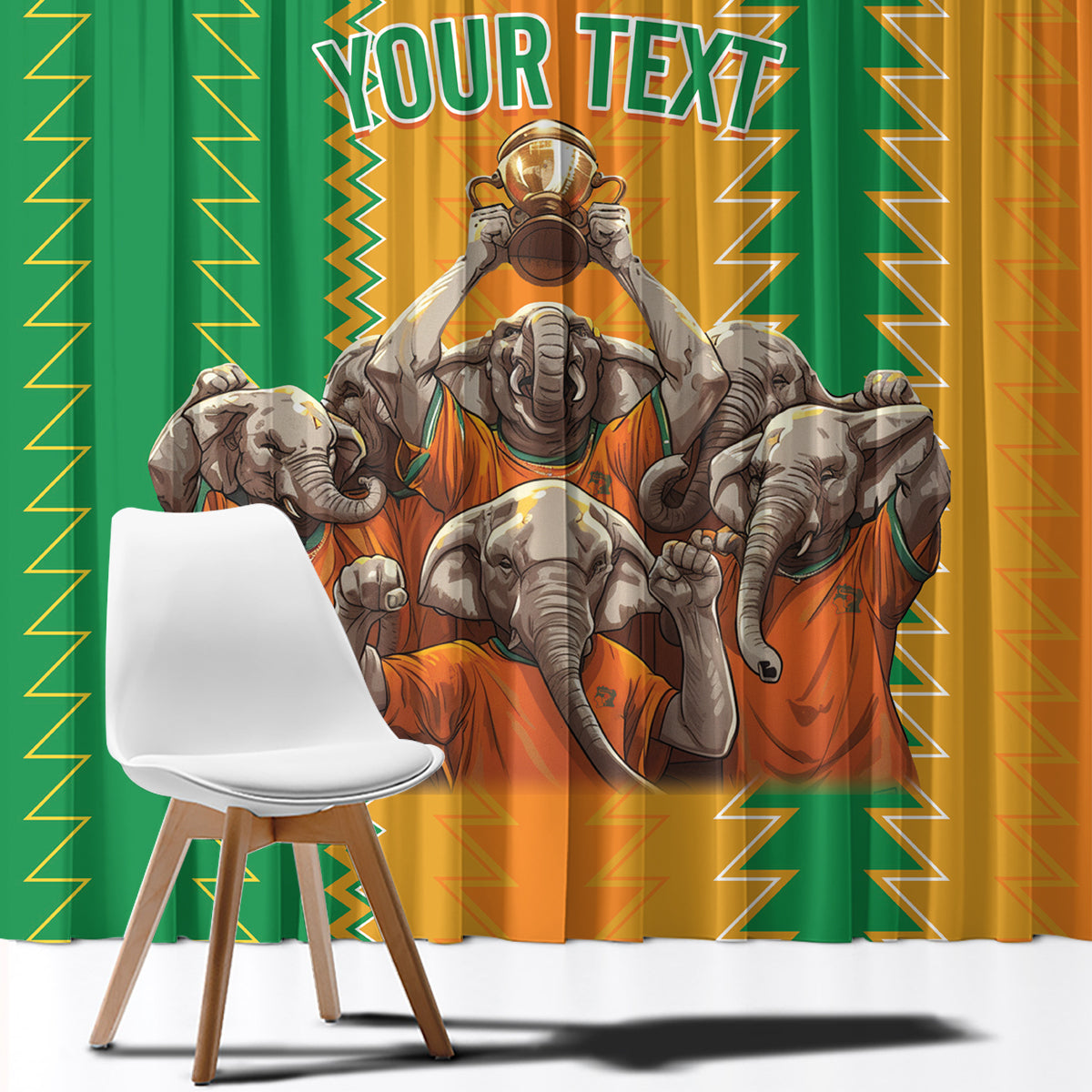 Custom Ivory Coast Football Window Curtain The Champions Les Elephants 2024 - Wonder Print Shop