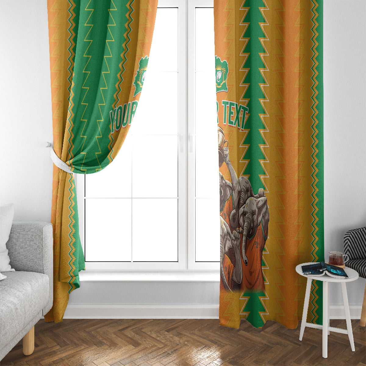 Custom Ivory Coast Football Window Curtain The Champions Les Elephants 2024 - Wonder Print Shop