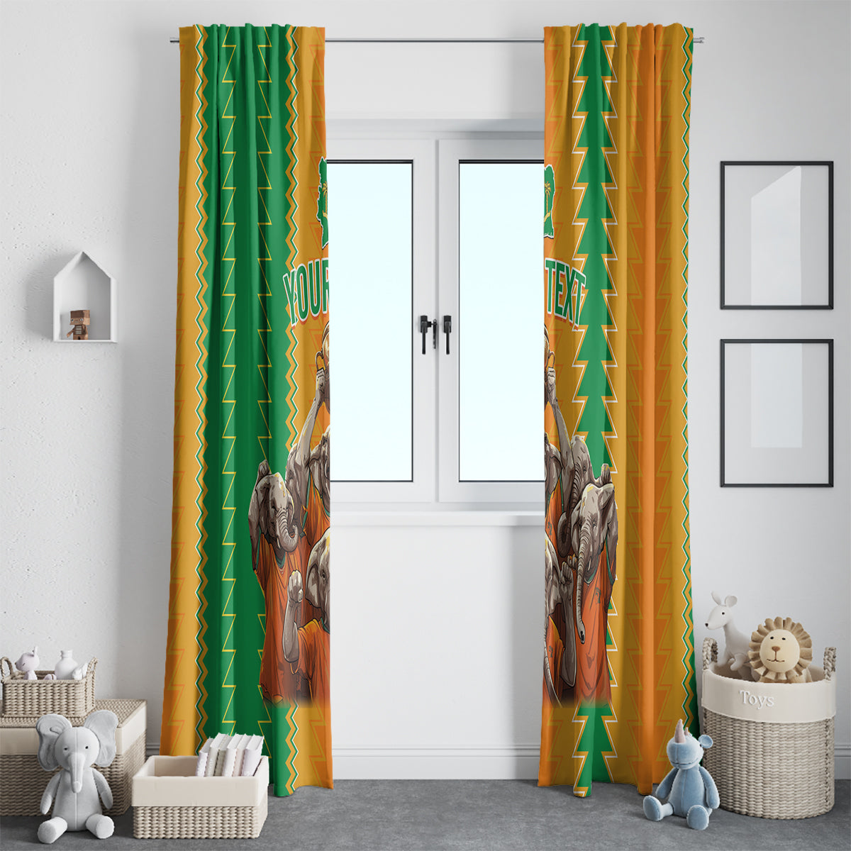 Custom Ivory Coast Football Window Curtain The Champions Les Elephants 2024 - Wonder Print Shop