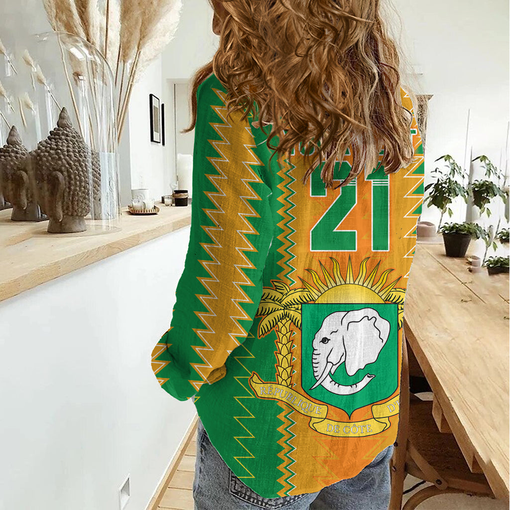 Custom Ivory Coast Football Women Casual Shirt The Champions Les Elephants 2024 - Wonder Print Shop