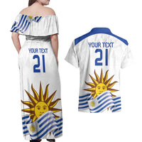 Custom Uruguay La Celeste Football Champions Couples Matching Off Shoulder Maxi Dress and Hawaiian Shirt Glory To The Sky Blue LT9 - Wonder Print Shop