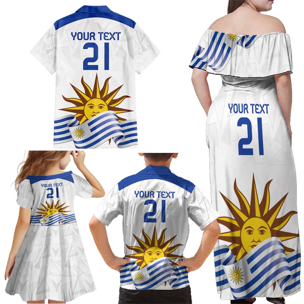 Custom Uruguay La Celeste Football Champions Family Matching Off Shoulder Maxi Dress and Hawaiian Shirt Glory To The Sky Blue LT9 - Wonder Print Shop