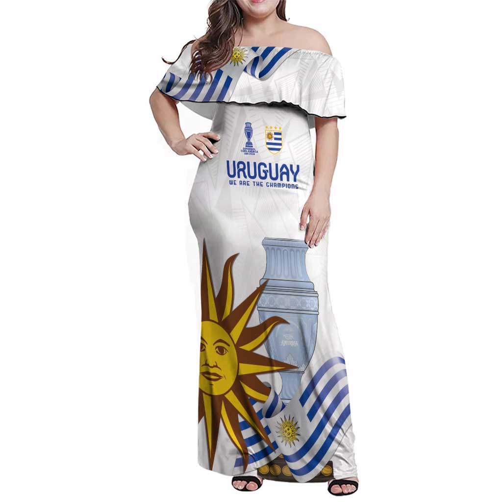 Custom Uruguay La Celeste Football Champions Family Matching Off Shoulder Maxi Dress and Hawaiian Shirt Glory To The Sky Blue LT9 - Wonder Print Shop