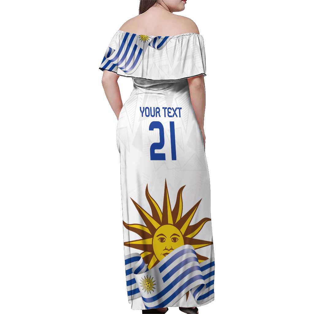 Custom Uruguay La Celeste Football Champions Family Matching Off Shoulder Maxi Dress and Hawaiian Shirt Glory To The Sky Blue LT9 - Wonder Print Shop