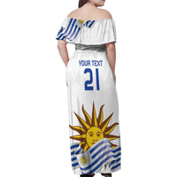 Custom Uruguay La Celeste Football Champions Family Matching Off Shoulder Maxi Dress and Hawaiian Shirt Glory To The Sky Blue LT9 - Wonder Print Shop