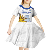 Custom Uruguay La Celeste Football Champions Kid Short Sleeve Dress Glory To The Sky Blue - Wonder Print Shop