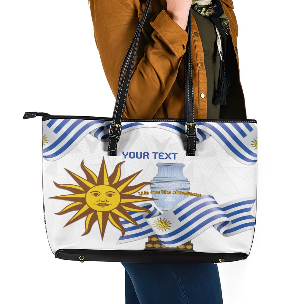 Custom Uruguay La Celeste Football Champions Leather Tote Bag Glory To The Sky Blue - Wonder Print Shop