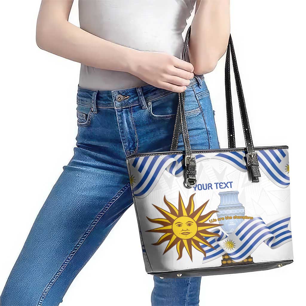 Custom Uruguay La Celeste Football Champions Leather Tote Bag Glory To The Sky Blue - Wonder Print Shop