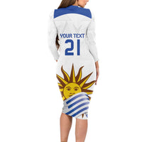 Custom Uruguay La Celeste Football Champions Long Sleeve Bodycon Dress Glory To The Sky Blue - Wonder Print Shop