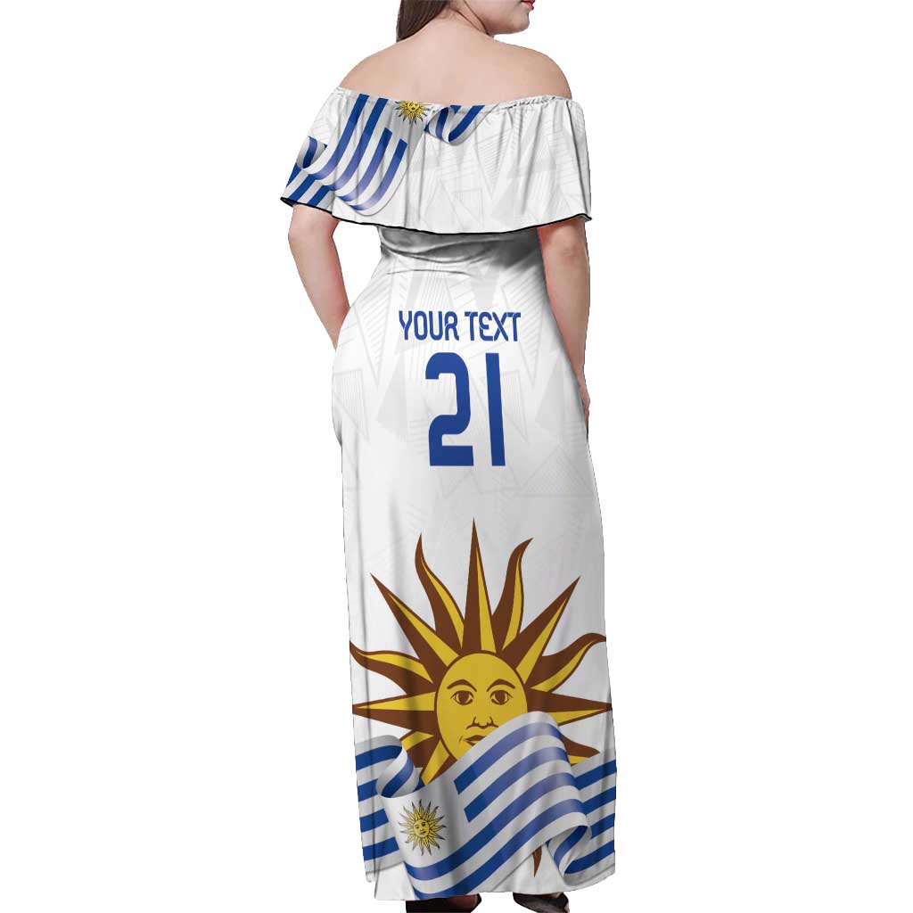 Custom Uruguay La Celeste Football Champions Off Shoulder Maxi Dress Glory To The Sky Blue - Wonder Print Shop