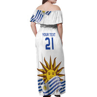 Custom Uruguay La Celeste Football Champions Off Shoulder Maxi Dress Glory To The Sky Blue - Wonder Print Shop