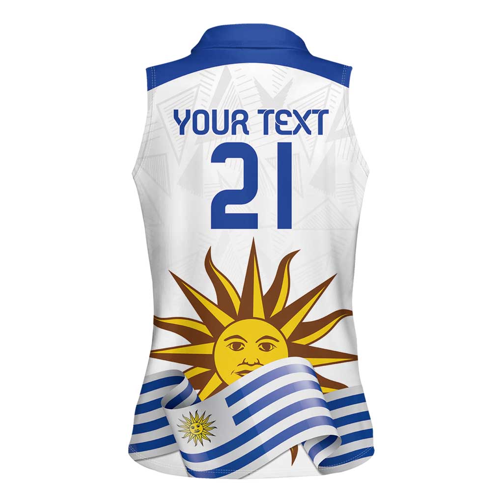 Custom Uruguay La Celeste Football Champions Women Sleeveless Polo Shirt Glory To The Sky Blue - Wonder Print Shop