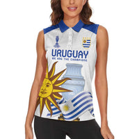 Custom Uruguay La Celeste Football Champions Women Sleeveless Polo Shirt Glory To The Sky Blue - Wonder Print Shop