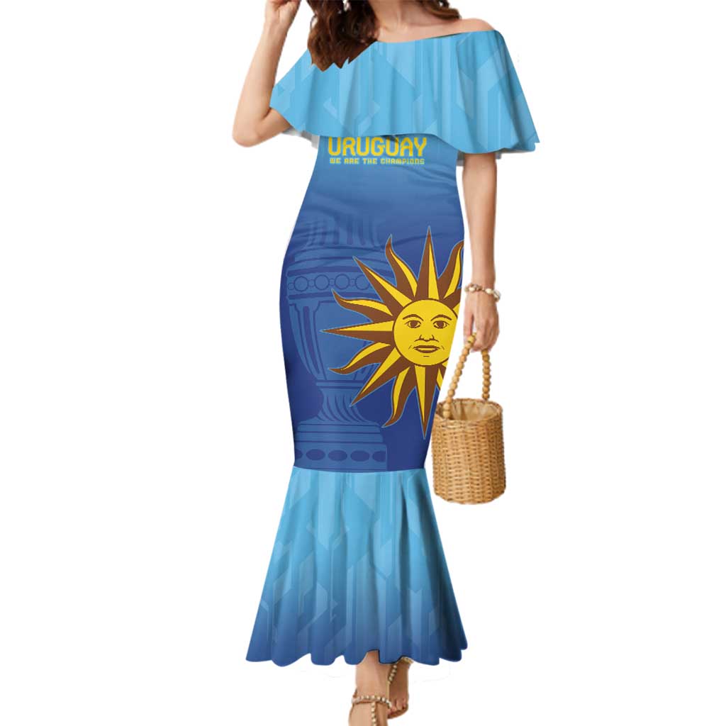 Custom Uruguay La Celeste Football Family Matching Mermaid Dress and Hawaiian Shirt Go Champions 2024 LT9 - Wonder Print Shop