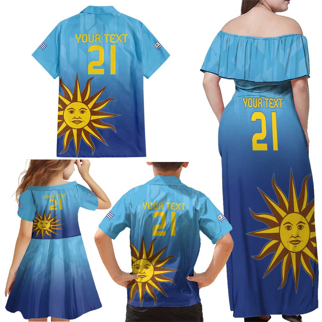 Custom Uruguay La Celeste Football Family Matching Off Shoulder Maxi Dress and Hawaiian Shirt Go Champions 2024 LT9 - Wonder Print Shop