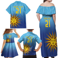 Custom Uruguay La Celeste Football Family Matching Off Shoulder Maxi Dress and Hawaiian Shirt Go Champions 2024 LT9 - Wonder Print Shop