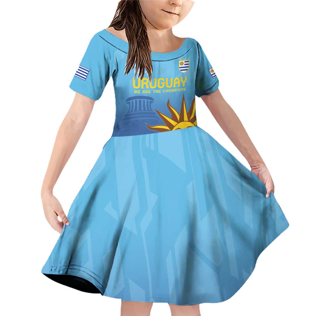 Custom Uruguay La Celeste Football Family Matching Off Shoulder Short Dress and Hawaiian Shirt Go Champions 2024 LT9 - Wonder Print Shop