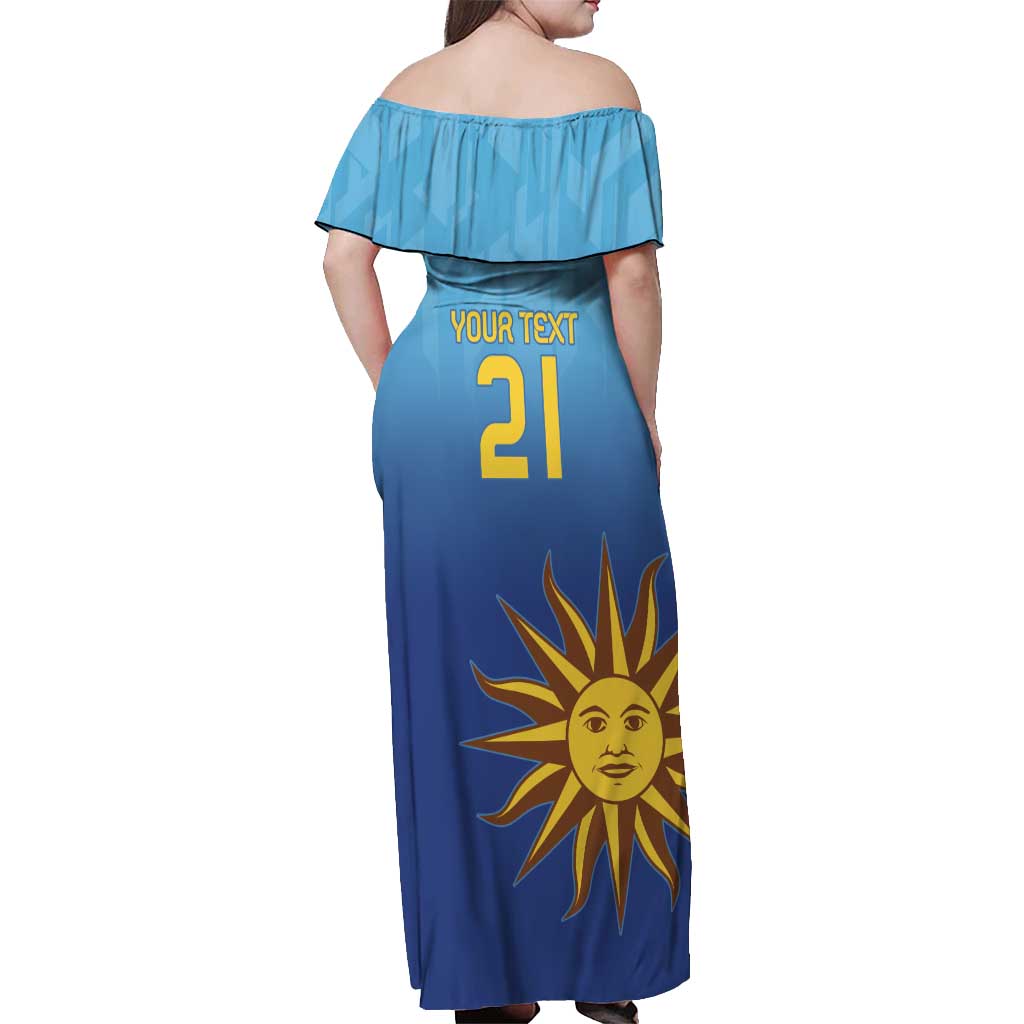 Custom Uruguay La Celeste Football Off Shoulder Maxi Dress Go Champions 2024 - Wonder Print Shop