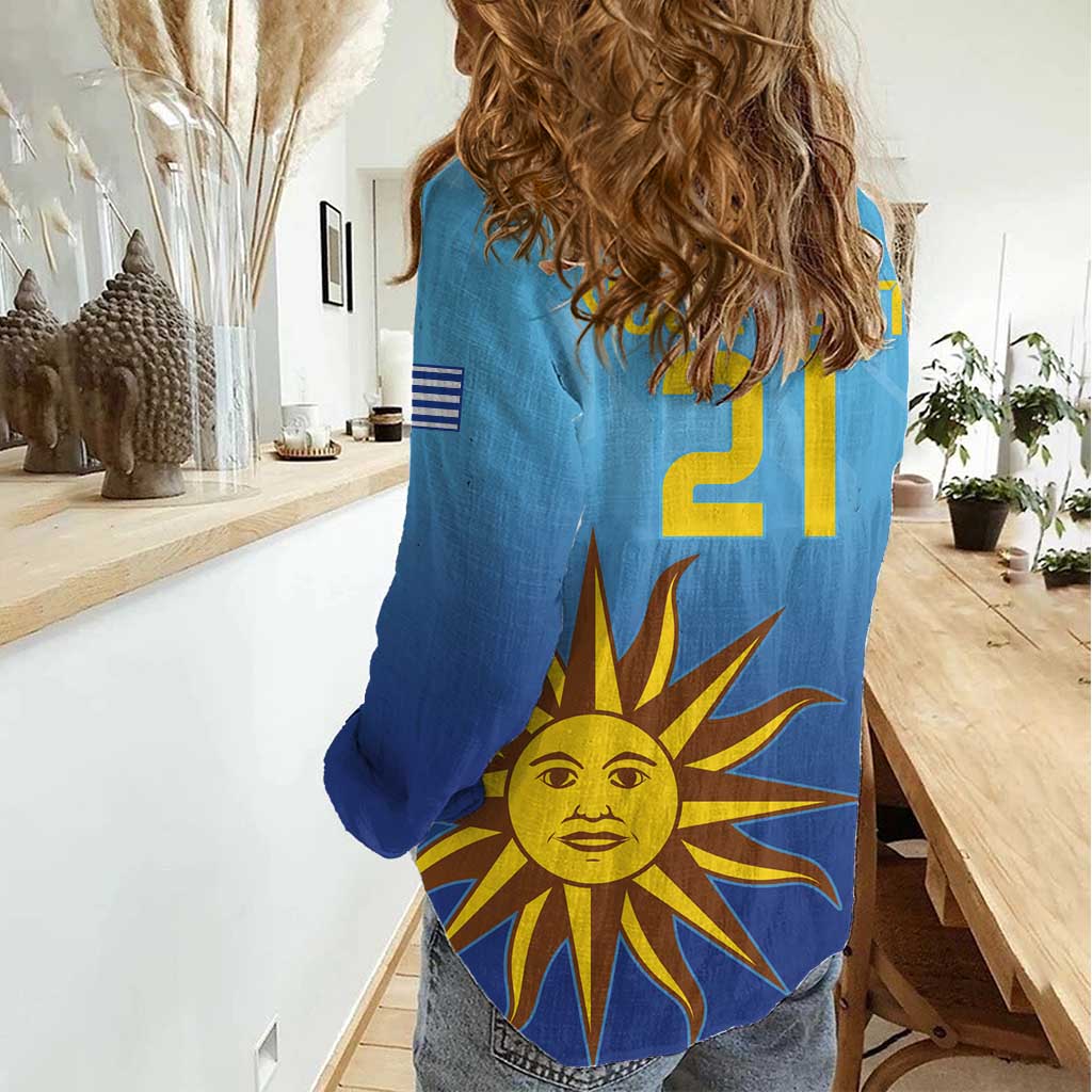 Custom Uruguay La Celeste Football Women Casual Shirt Go Champions 2024 - Wonder Print Shop