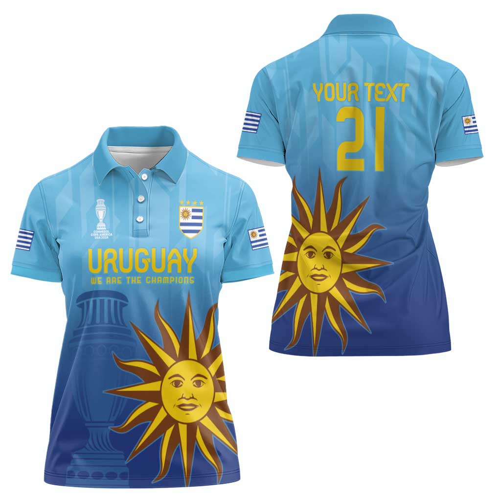 Custom Uruguay La Celeste Football Women Polo Shirt Go Champions 2024 - Wonder Print Shop