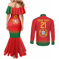 Custom Portugal Football Couples Matching Mermaid Dress and Long Sleeve Button Shirt Come On A Selecao das Quinas