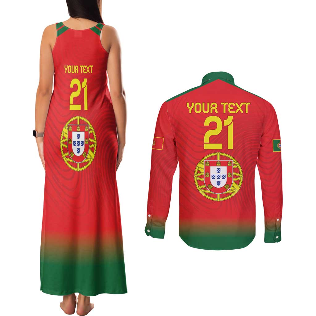 Custom Portugal Football Couples Matching Tank Maxi Dress and Long Sleeve Button Shirt Come On A Selecao das Quinas LT9 - Wonder Print Shop