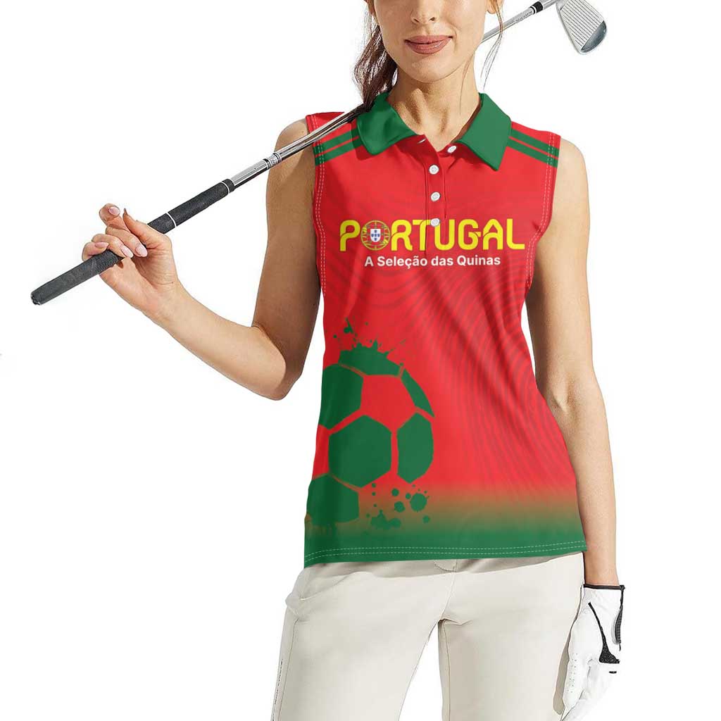 Custom Portugal Football Women Sleeveless Polo Shirt Come On A Selecao das Quinas - Wonder Print Shop