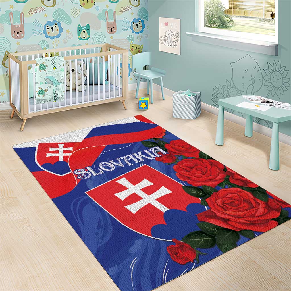 Slovakia Flag Mixed Rose Flowers Area Rug LT9 - Wonder Print Shop