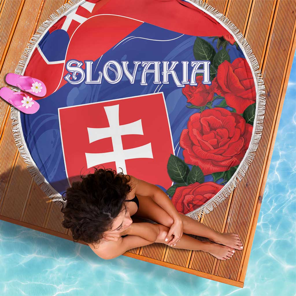 Slovakia Flag Mixed Rose Flowers Beach Blanket LT9 - Wonder Print Shop