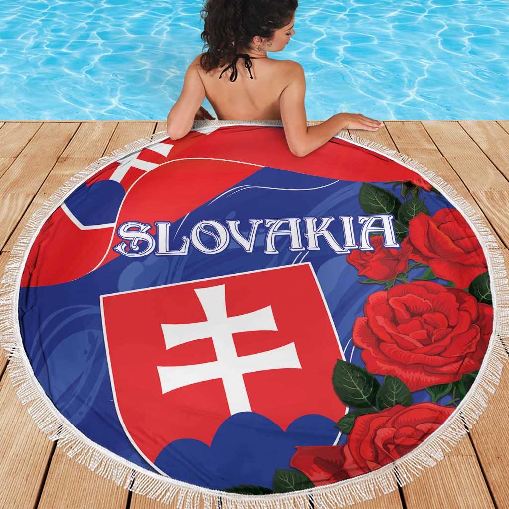 Slovakia Flag Mixed Rose Flowers Beach Blanket LT9 - Wonder Print Shop