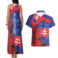 Slovakia Flag Mixed Rose Flowers Couples Matching Tank Maxi Dress and Hawaiian Shirt LT9 - Wonder Print Shop