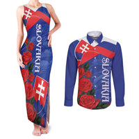 Slovakia Flag Mixed Rose Flowers Couples Matching Tank Maxi Dress and Long Sleeve Button Shirt LT9 - Wonder Print Shop