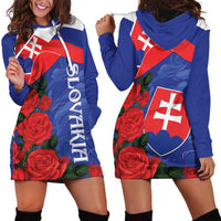 Slovakia Flag Mixed Rose Flowers Hoodie Dress - Wonder Print Shop