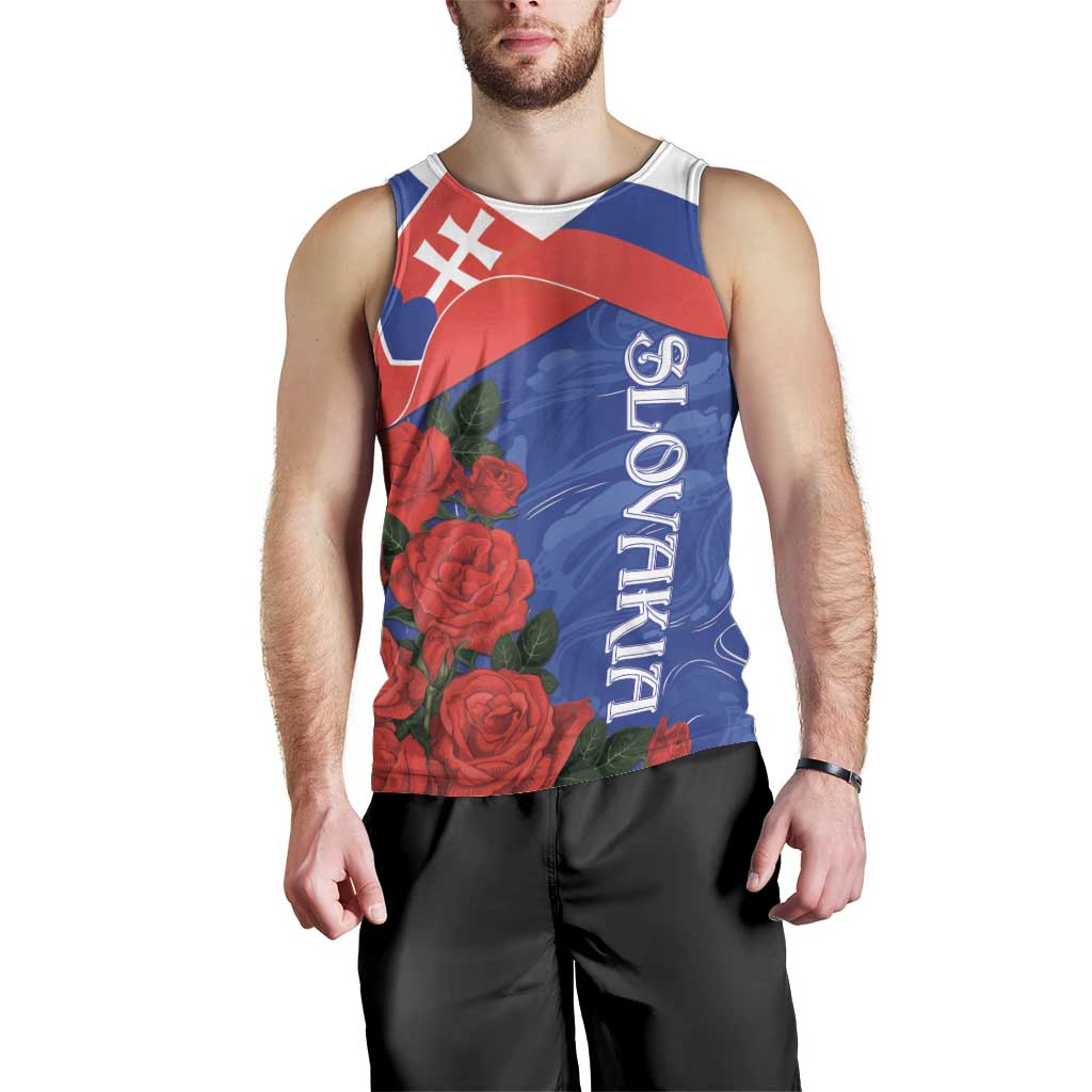 Slovakia Flag Mixed Rose Flowers Men Tank Top - Wonder Print Shop