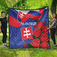 Slovakia Flag Mixed Rose Flowers Quilt - Wonder Print Shop