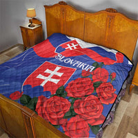 Slovakia Flag Mixed Rose Flowers Quilt - Wonder Print Shop