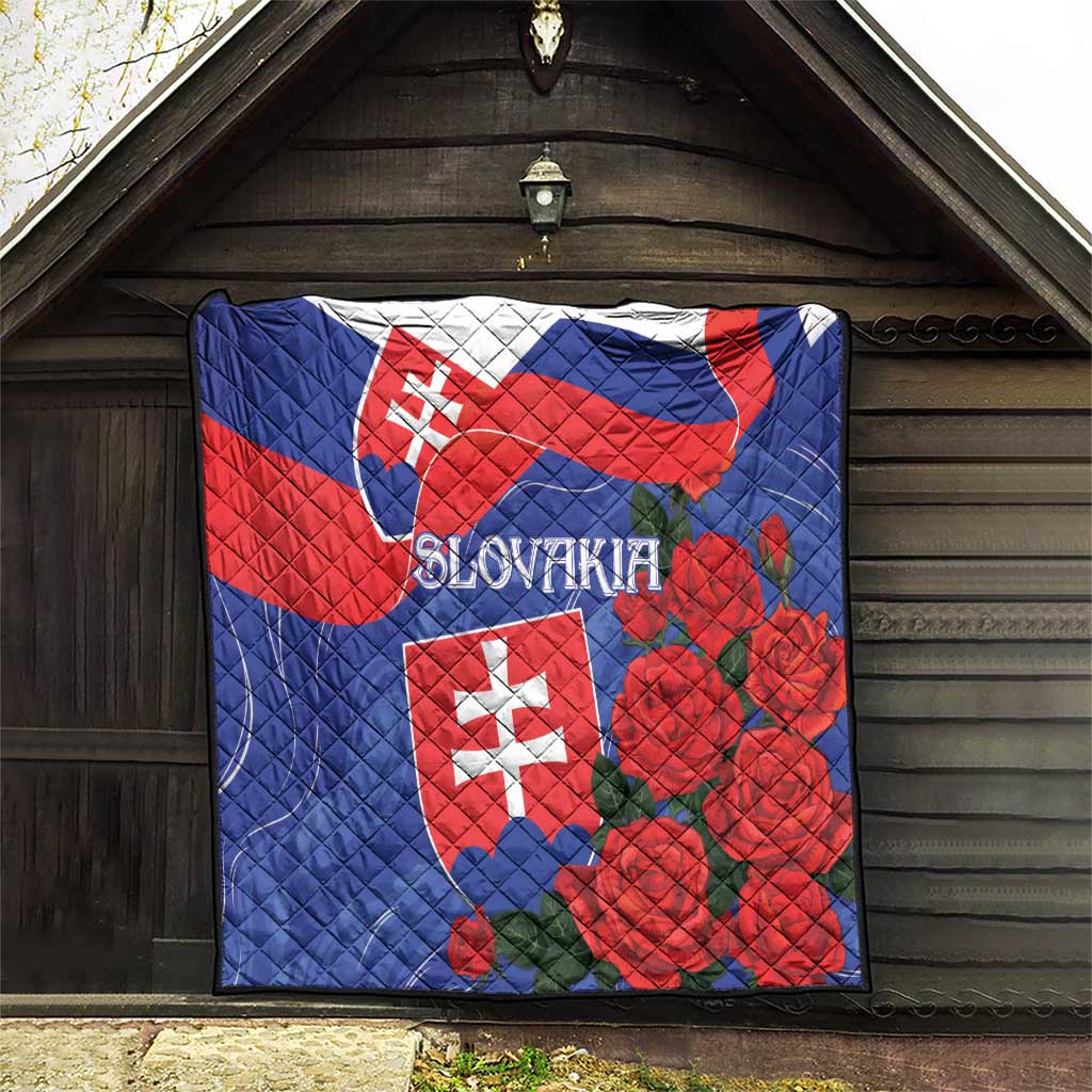 Slovakia Flag Mixed Rose Flowers Quilt - Wonder Print Shop