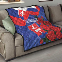 Slovakia Flag Mixed Rose Flowers Quilt - Wonder Print Shop
