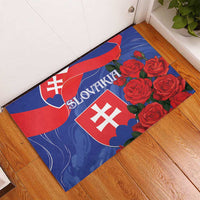 Slovakia Flag Mixed Rose Flowers Rubber Doormat - Wonder Print Shop