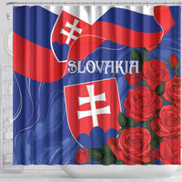 Slovakia Flag Mixed Rose Flowers Shower Curtain